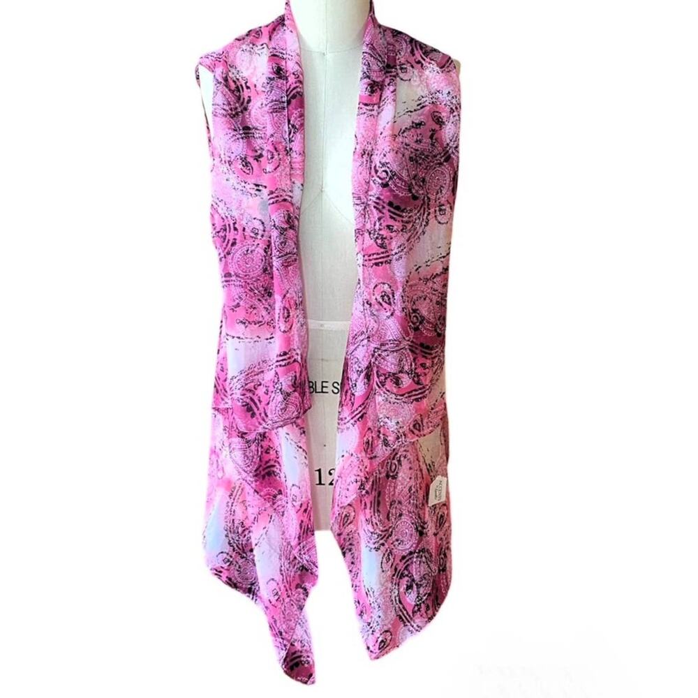 NWT ~ Pink Paisley Women's Convertible Chiffon Vest Shrug Cape Shawl by LAVELLO